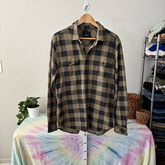 RAILS Men's Plaid Shirt - Black and Tan SAMPSON Rails medium men’s FLANNEL - Picture 3 of 8
